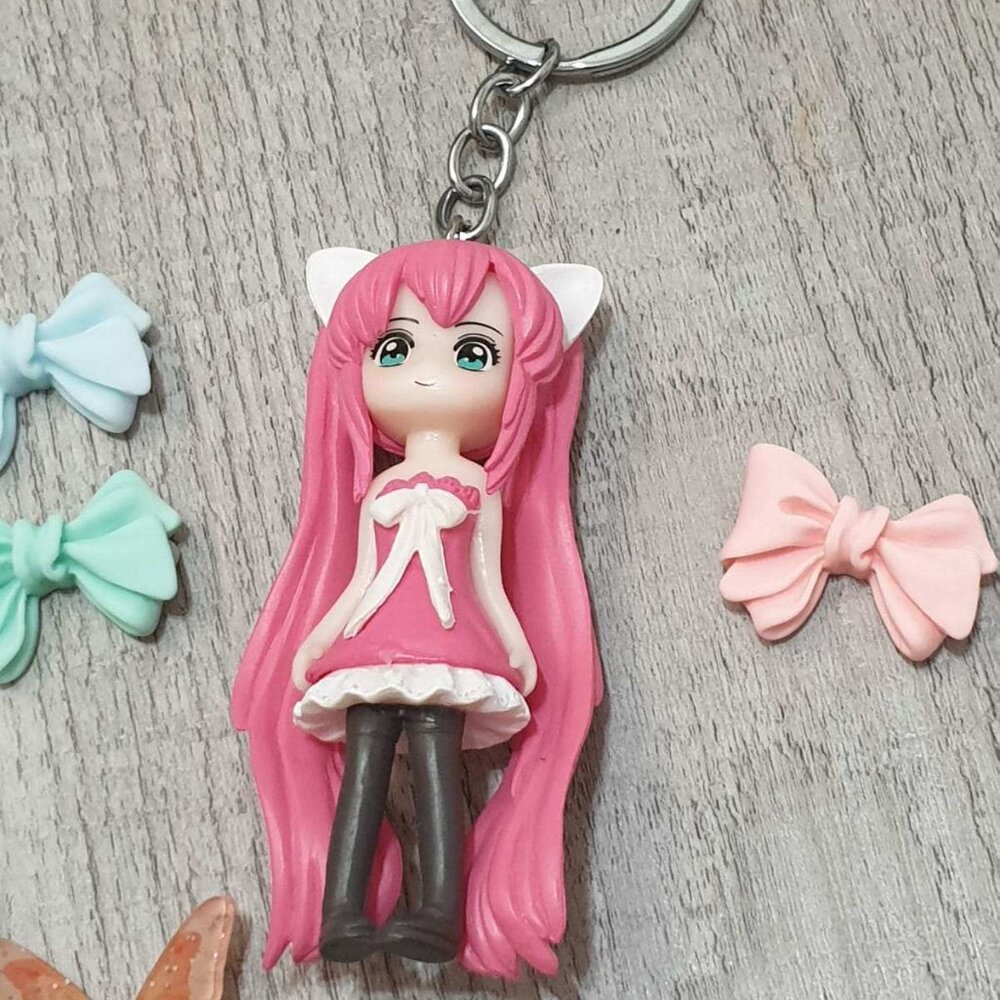 Anime Princess Key Chains Figurine Girl Doll Key Ring 3D Girls Women Accessory